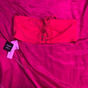 Pink strapless bathing suit top